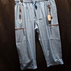 NWT Libin Womens Sz L Steel Gray Blue UPF50 Waterproof Cargo Capri Pants Outdoor